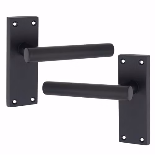 Golden Grace Victorian Straight Door Handles with Latch, 5 Pair, Matt Black Zinc – 3