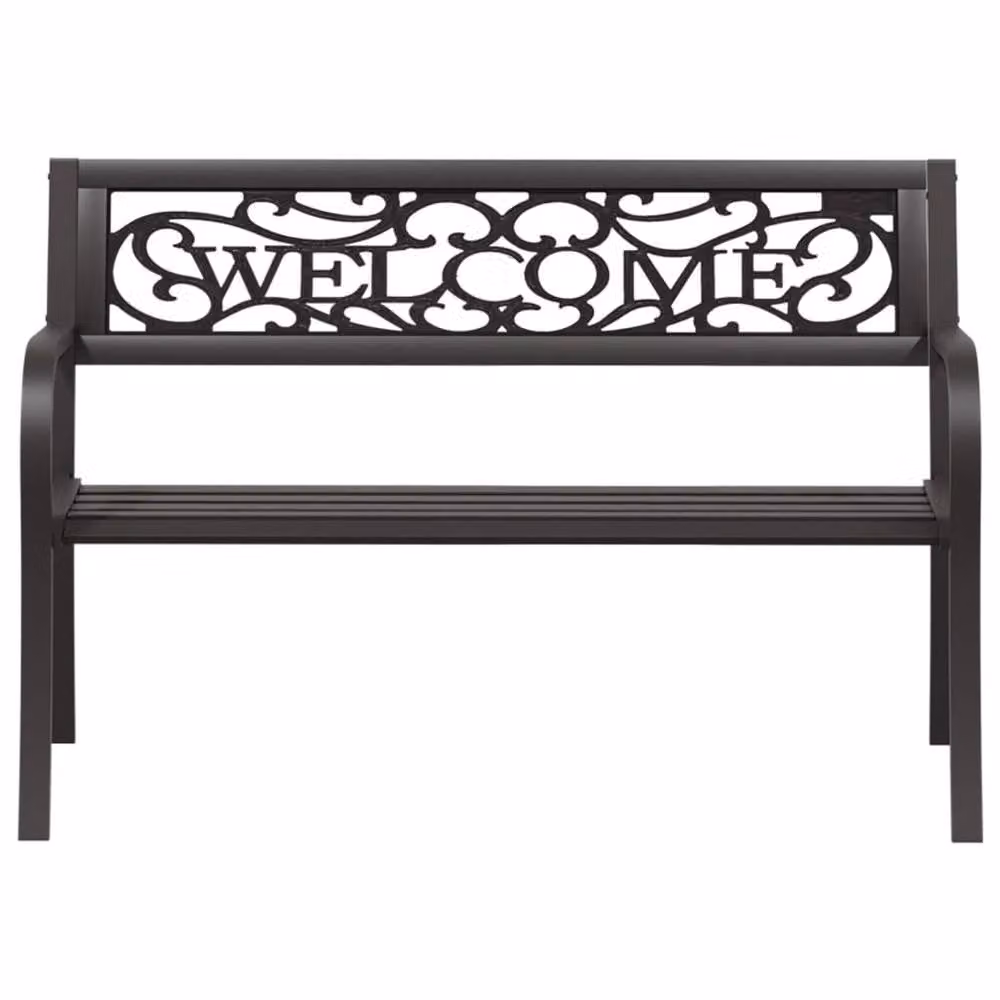 Berkfield Home Classic Garden Bench in Matt Black Steel, Width: 125 cm – 3