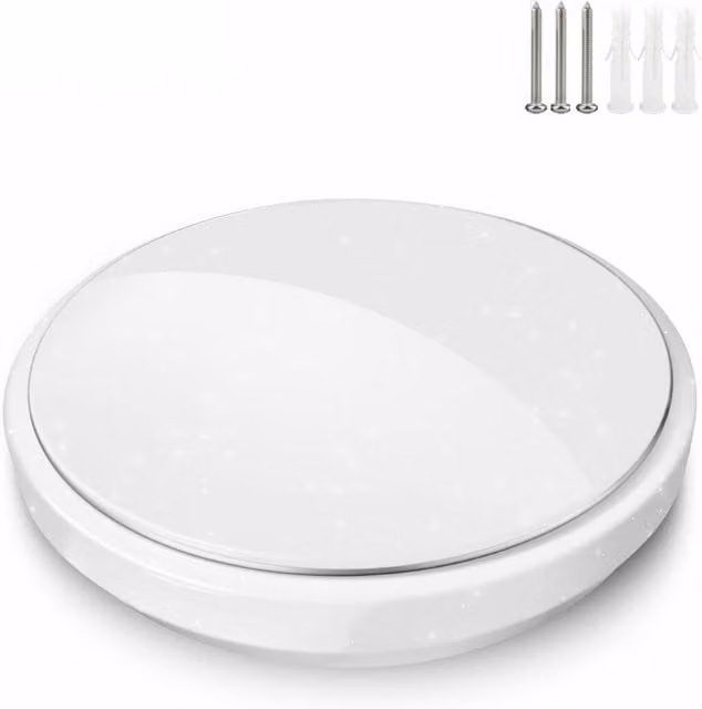 ExtraStar 18W LED Integrated Flush Ceiling Light, Cool White, Diameter: 33 cm, White