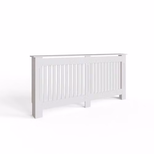 FWStyle White Vertical Slat Extra Large Radiator Cover Shelf Cabinet, W/D/H: 82.3 x 19 x 172 cm