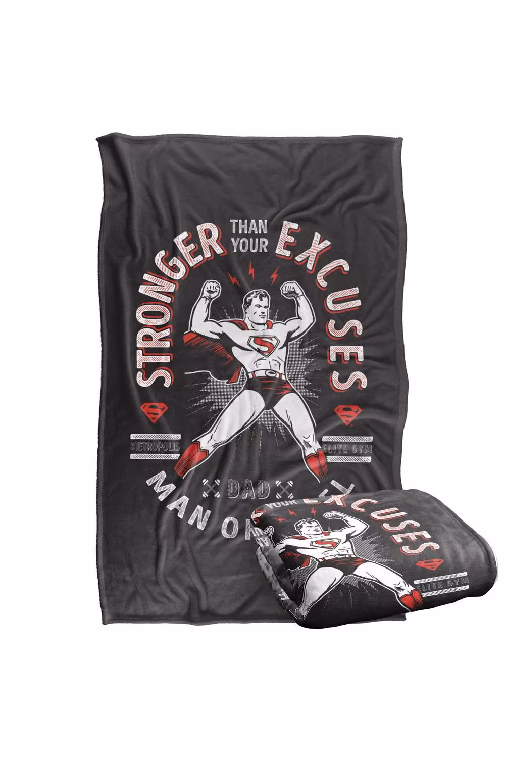 Warner Bros. Superman Dad Stronger Than Your Excuses Super Soft Fleece Throw Blanket, Multicolour, W/D/H: 91 x 147 cm – 7