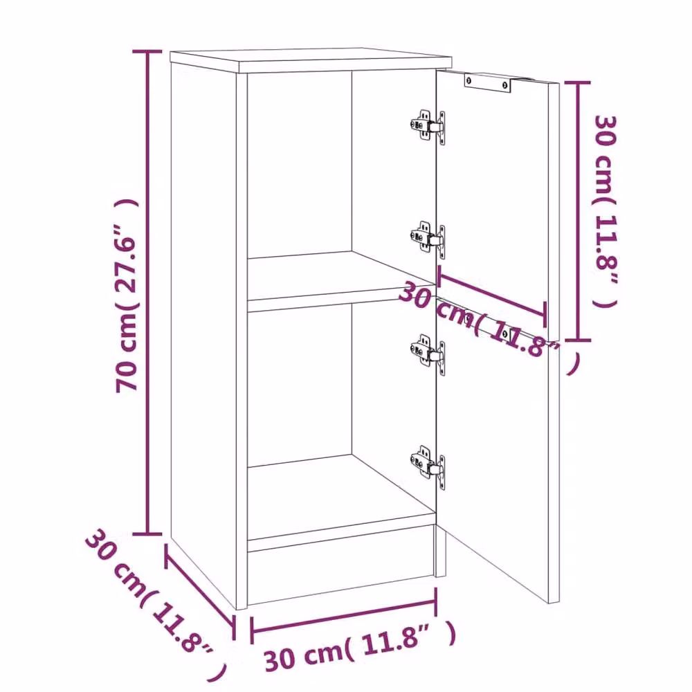 Berkfield Home Set of 2 Modern Grey Sonoma Sideboards in Engineered Wood W/D/H: 30 x 30 x 70 cm – 4