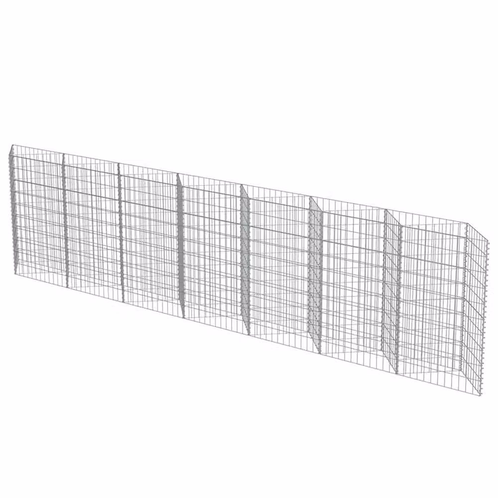 Berkfield Home Galvanised Steel Gabion Wall Raised Bed in Silver, W/D/H: 450 x 30 x 100 cm – 3
