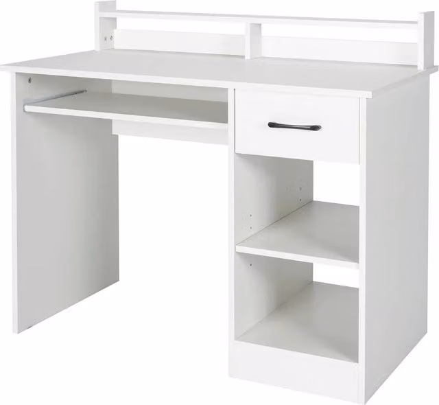 NESTLUNE White Modern Writing Desk for Home Office, W/D/H: 100 x 100 x 100 cm