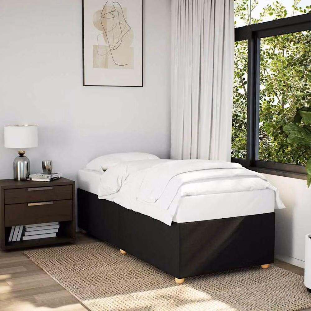 Berkfield Home Upholstered Fabric Bed Frame in Black, Single, 90 x 200 cm – 2