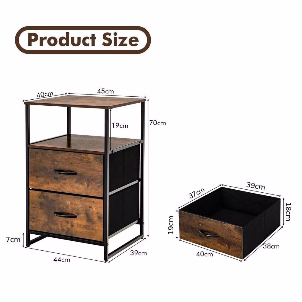 SPETLEK 2-Drawer Industrial Storage Cabinet and Dresser Organizer in Brown Metal – 2