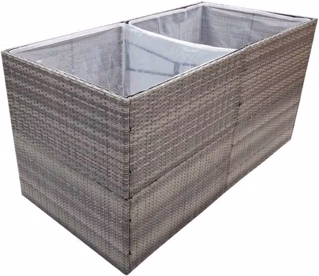 Berkfield Home Beautiful Garden Planter in Grey Poly Rattan, W/D/H: 157 x 80 x 80 cm – 1