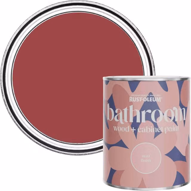 Rust-Oleum Red Moisture Resistant Bathroom Wood and Cabinet Paint in Matt Finish, 750ml – 1
