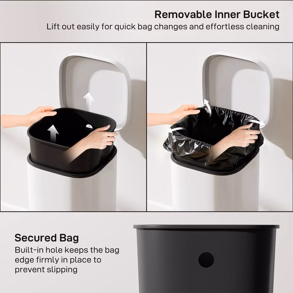 STILVORA 30L Kitchen Bin with Soft-Close Flip Lid in Beige/White – 5