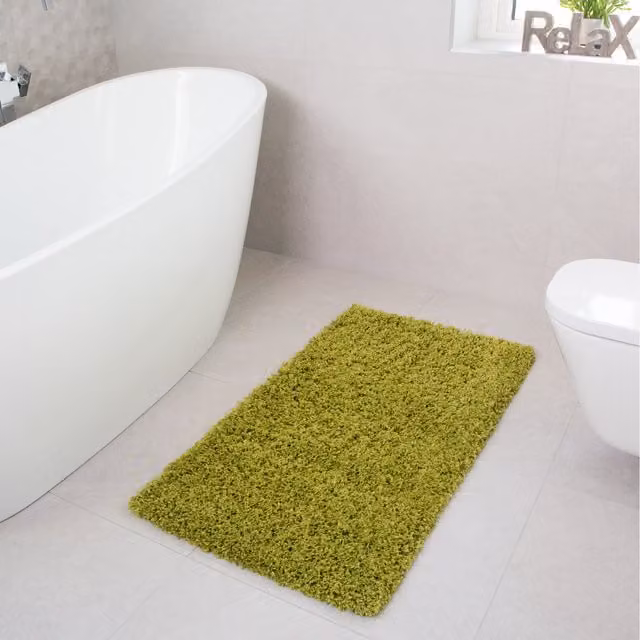 The Rug House Soft Shaggy Rectangular Area Rug in Green, W: 80 cm, D: 50 cm