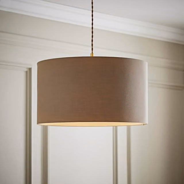 ValueLights Reni Cylinder Fabric Drum Ceiling Lamp Shade in Beige, Diameter: 45 cm