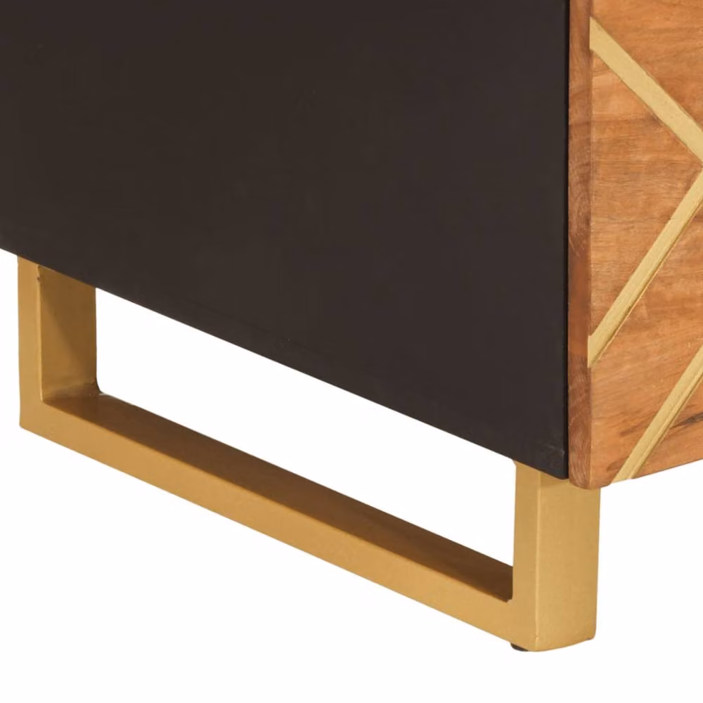 Berkfield Home Beautiful Mango Wood Coffee Table in Brown and Black, W: 100 cm, D: 54 cm, H: 40 cm – 5
