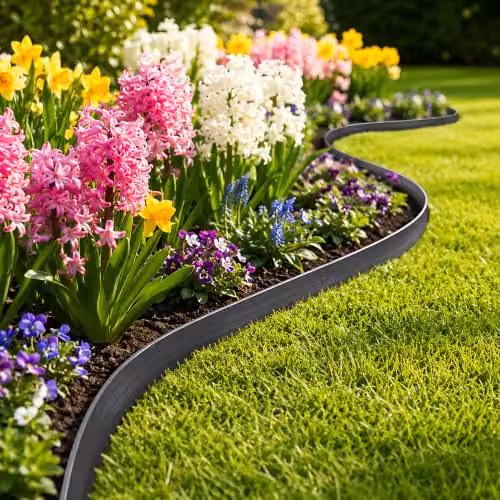 SolaDirect Grey Flexible Plastic Lawn Edging Border – 7