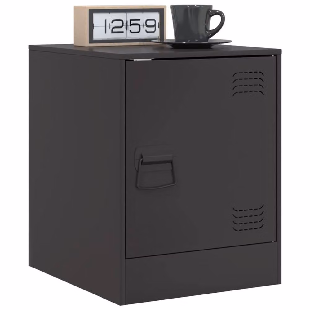 Berkfield Home Set of 2 Black Metal Bedside Cabinets, W/D/H: 34.5 x 39 x 44 cm – 2
