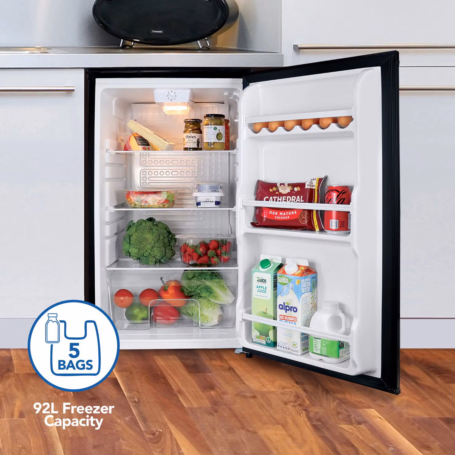 Igenix Under Counter Larder Fridge, Black, 92 Litres – 5