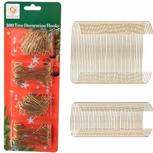 Shatchi 300-Piece Gold Metal Hanging Hooks for Christmas and Halloween Decorations – 1