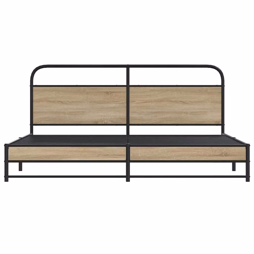 Berkfield Home Metal Bed Frame in Smoked Oak Brown, W/D/H: 180 x 200 cm – 3