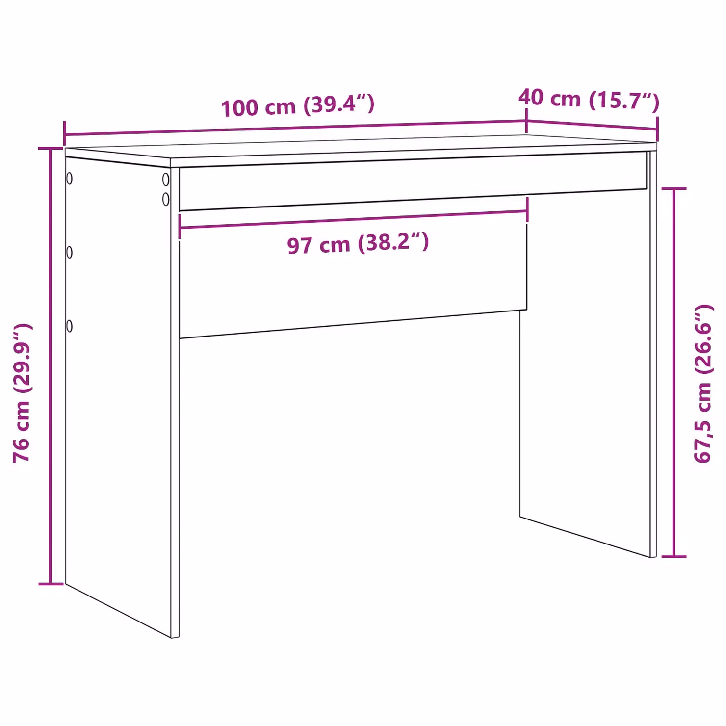 Berkfield Home Black Oak Writing Desk, W/D/H: 100 x 40 x 76 cm – 4