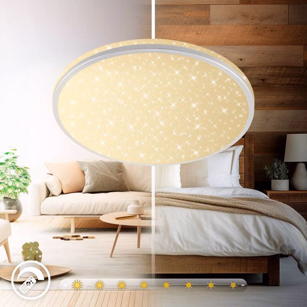 Briloner LED Ceiling Light, Dimmable Round Bathroom Lamp with Remote Control and CCT, Silver, Diameter: 33 cm, 22W – 6