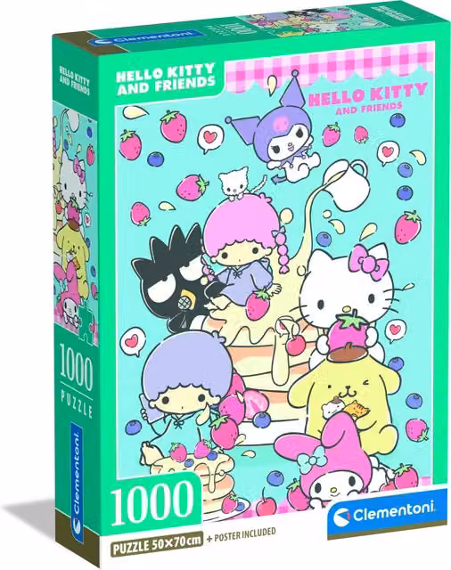 Clementoni Hello Kitty Sanrio 1000 Piece Jigsaw Puzzle, Green and Multicolour, 50 x 50 cm