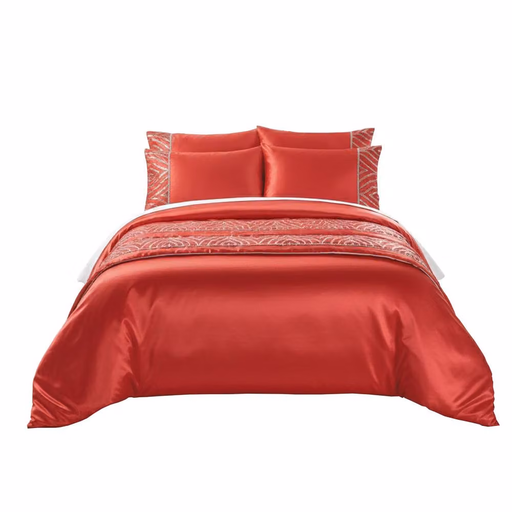 Snug City Shimmer Red Luxury Duvet Cover and Pillowcase Set, Super King – 2