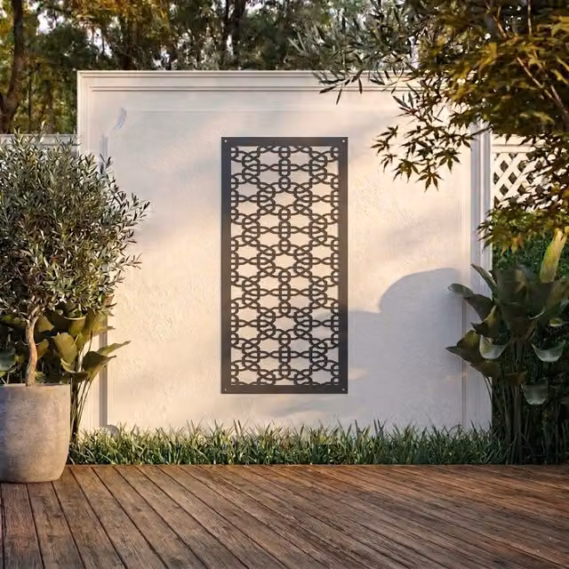 Laser Hut Shafalite Screen Geometric Metal Wall Art in Anthracite Grey and Black