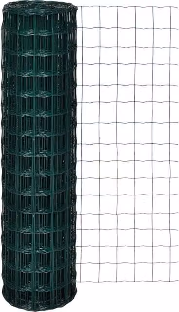 Berkfield Home Euro Fence PVC Coated Steel Fencing, Green, W: 10 m, H: 1.8 m