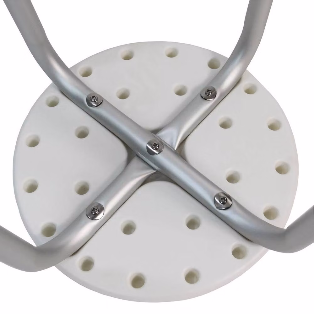 VOGREX Non-Slip Bath Shower Stool with Height Adjustable Legs and Drainage Seat in White – 2