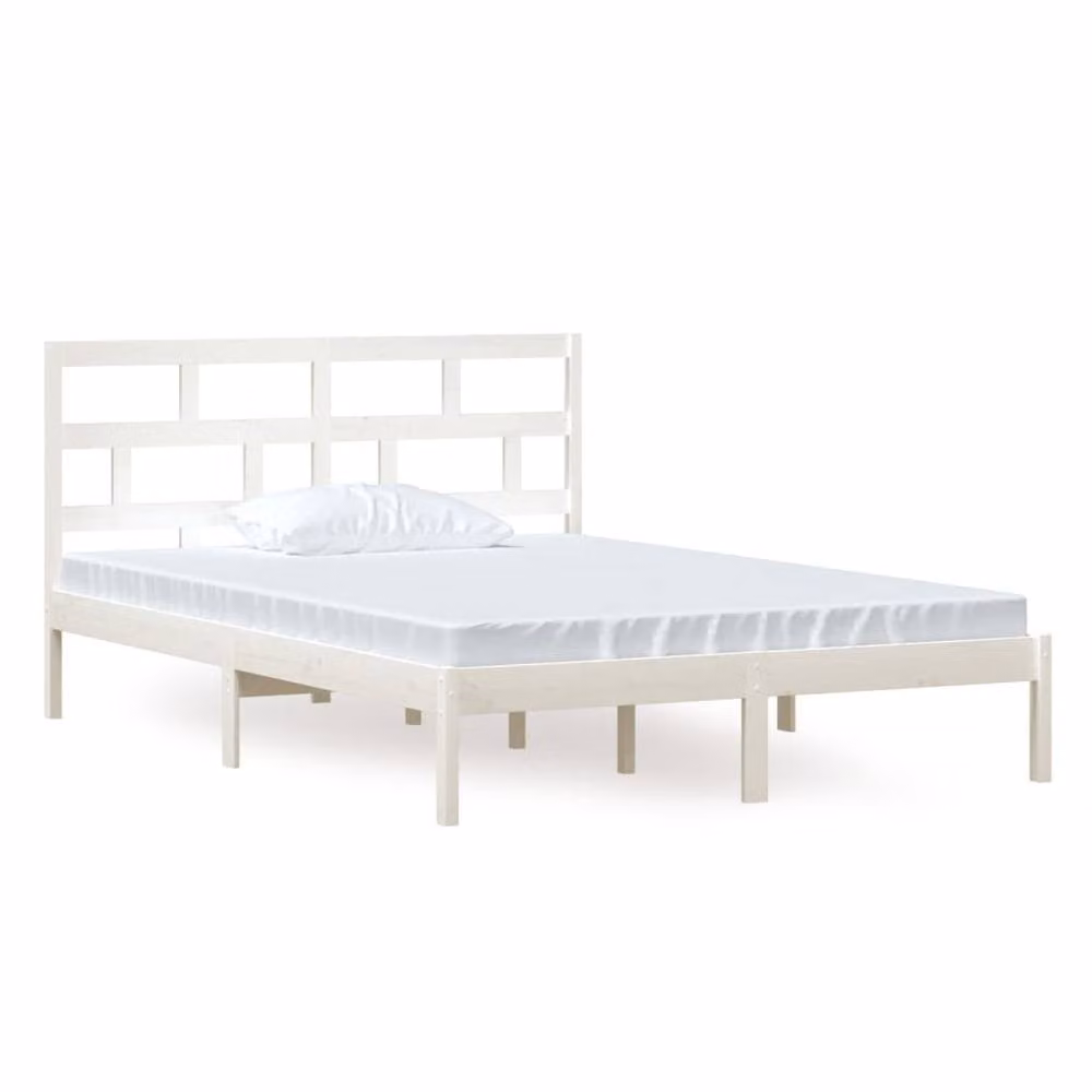 Berkfield Home White Solid Wood Pine Bed Frame W/D/H: 140 x 200 cm – 2