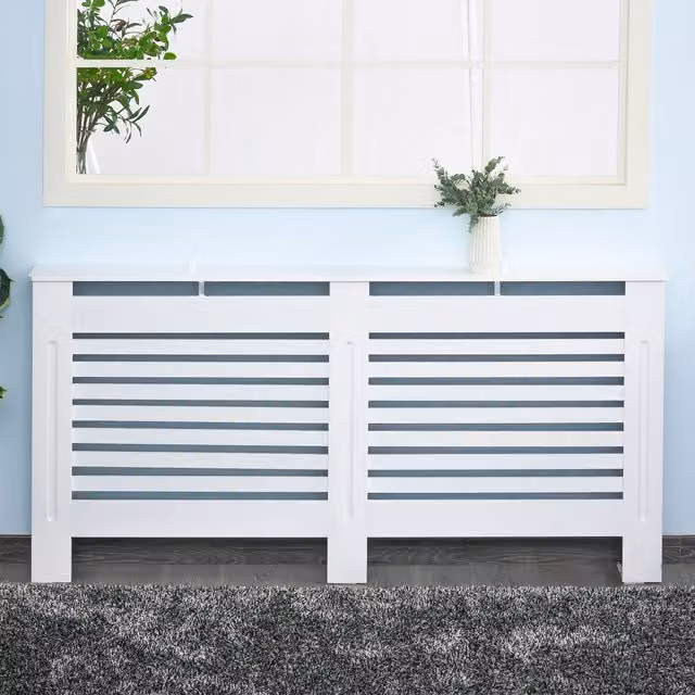HOMCOM White Slatted MDF Radiator Cover