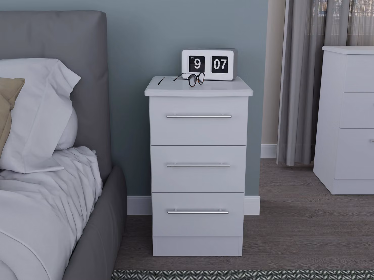 Carlton 3 Drawer Bedside Cabinet in Grey – 4