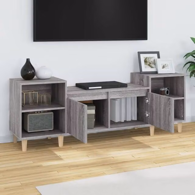Berkfield Home Grey Sonoma TV Cabinet in Engineered Wood W/D/H: 160 x 35 x 55 cm
