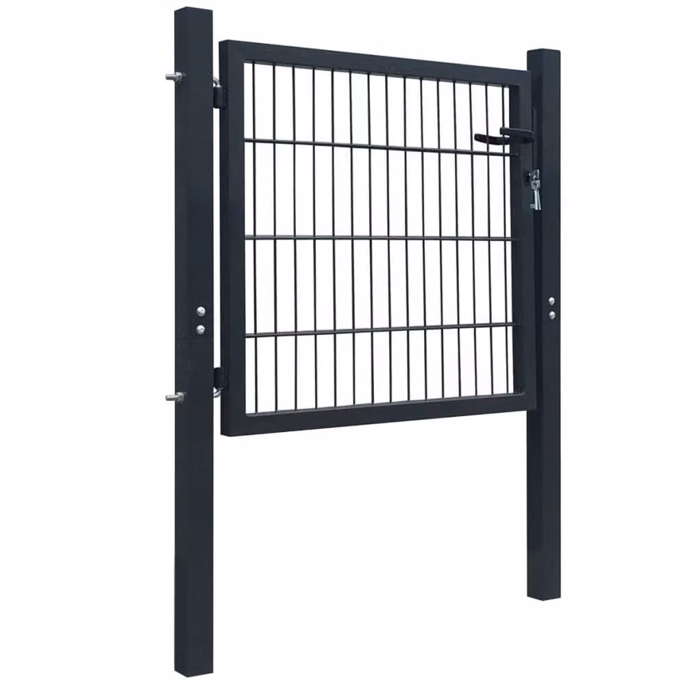 Berkfield Home Durable 2D Steel Single Swing Fence Gate in Anthracite Grey, W: 106 cm, H: 130 cm – 3