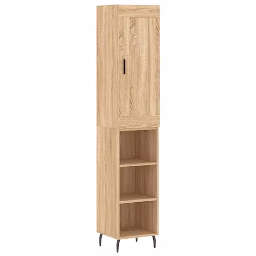 vidaXL Modern Sonoma Oak Highboard in Brown, W/D/H: 34.5 x 34.5 x 180 cm