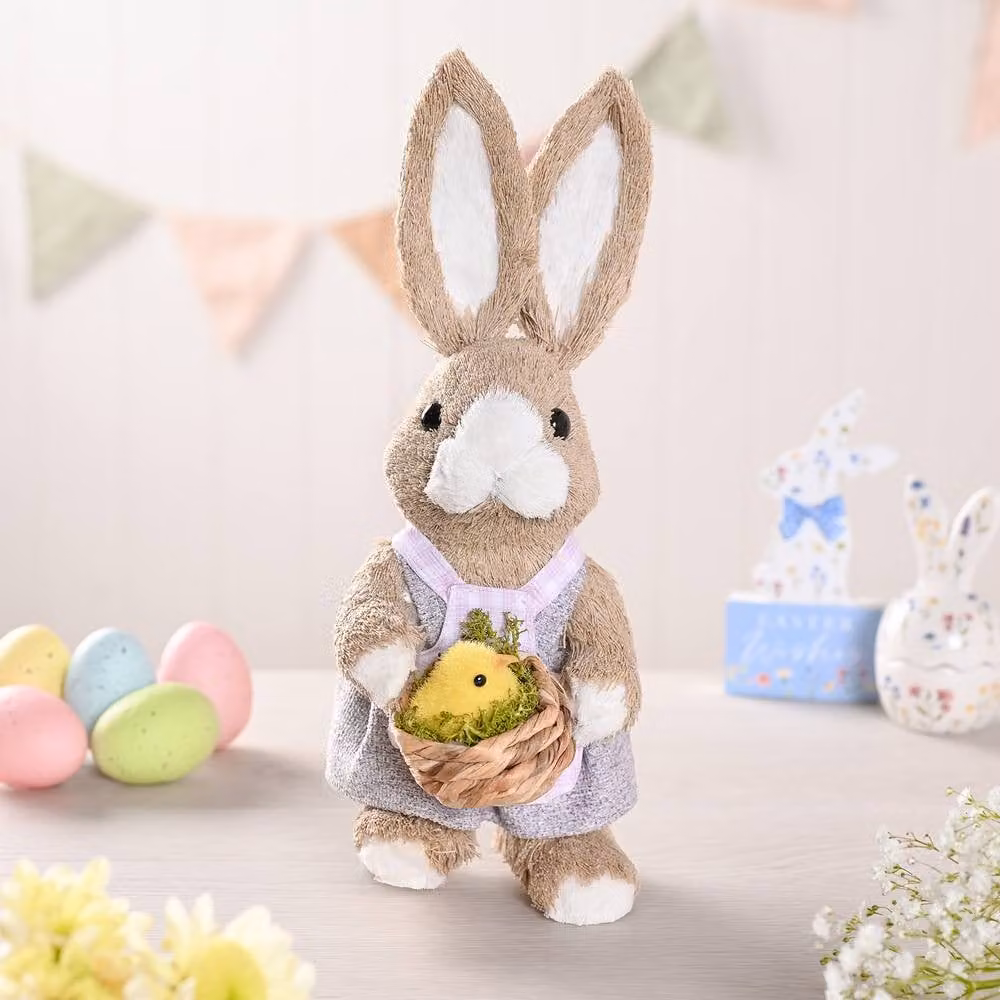Eggs-traordinary Gift Co Bunny Holding Baby Chick Easter Tabletop Decoration in Brown – 2