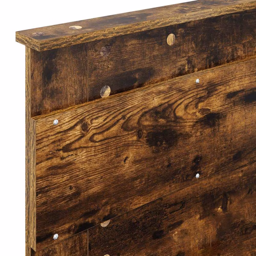 Berkfield Home Bed Frame with Storage in Smoked Oak and Brown Solid Pine Wood, W/D/H: 100 x 200 cm – 6
