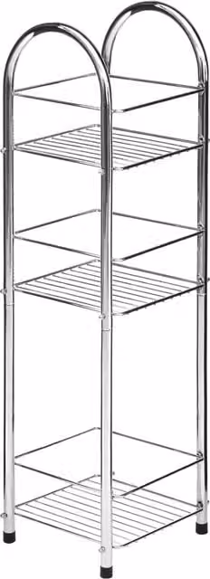 Orsina 3 Tier Chrome Corner Bathroom Storage Stand in Silver