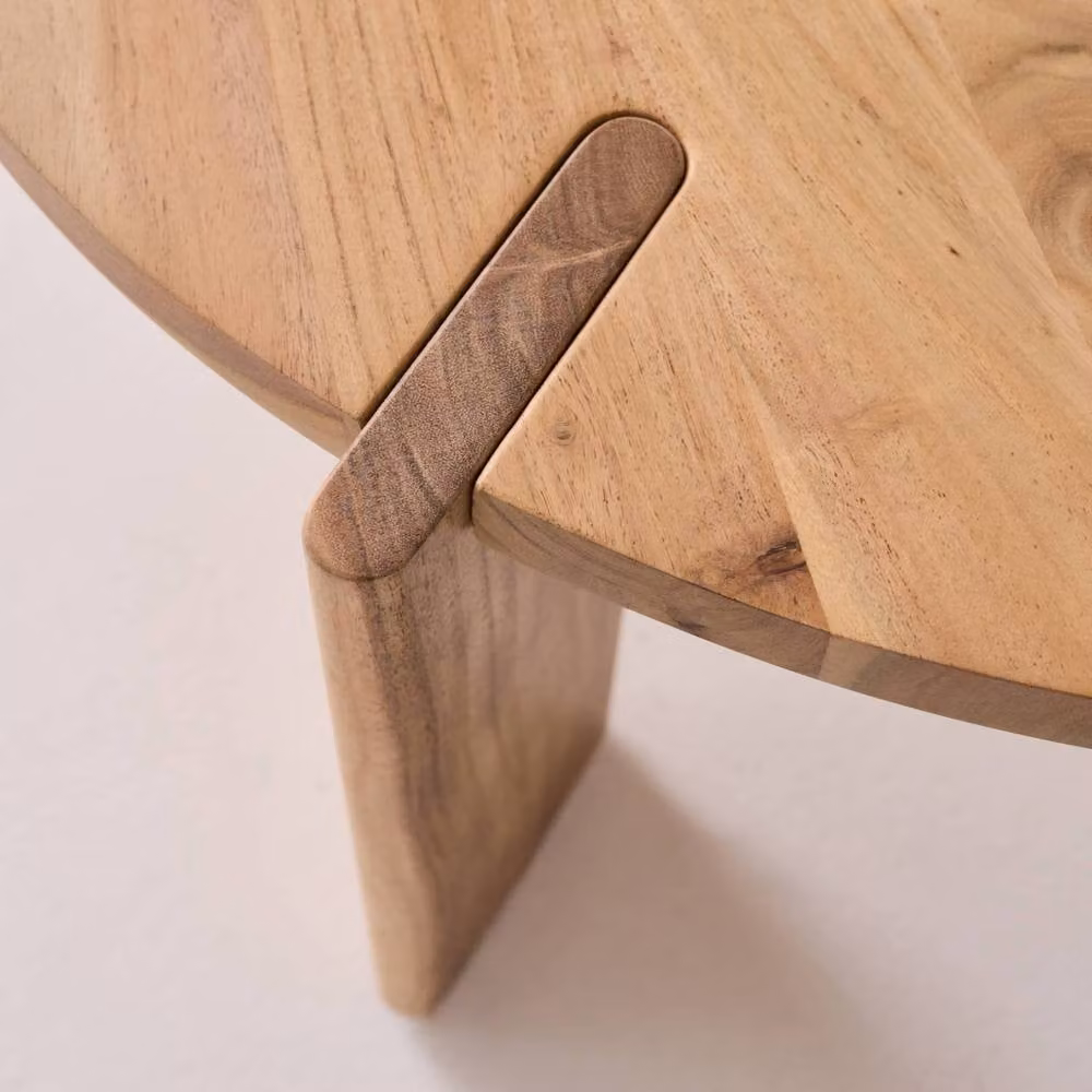 Sweekeex Exotic Round Solid Wood Coffee Table in Beige – 2