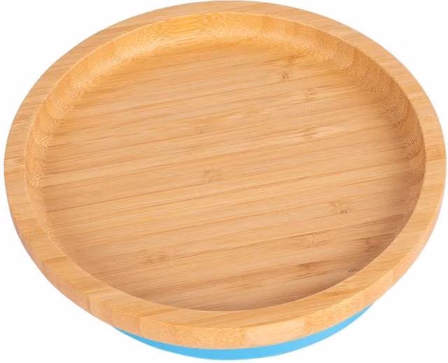 Tiny Dining Round Bamboo Baby Suction Plate in Blue – 1
