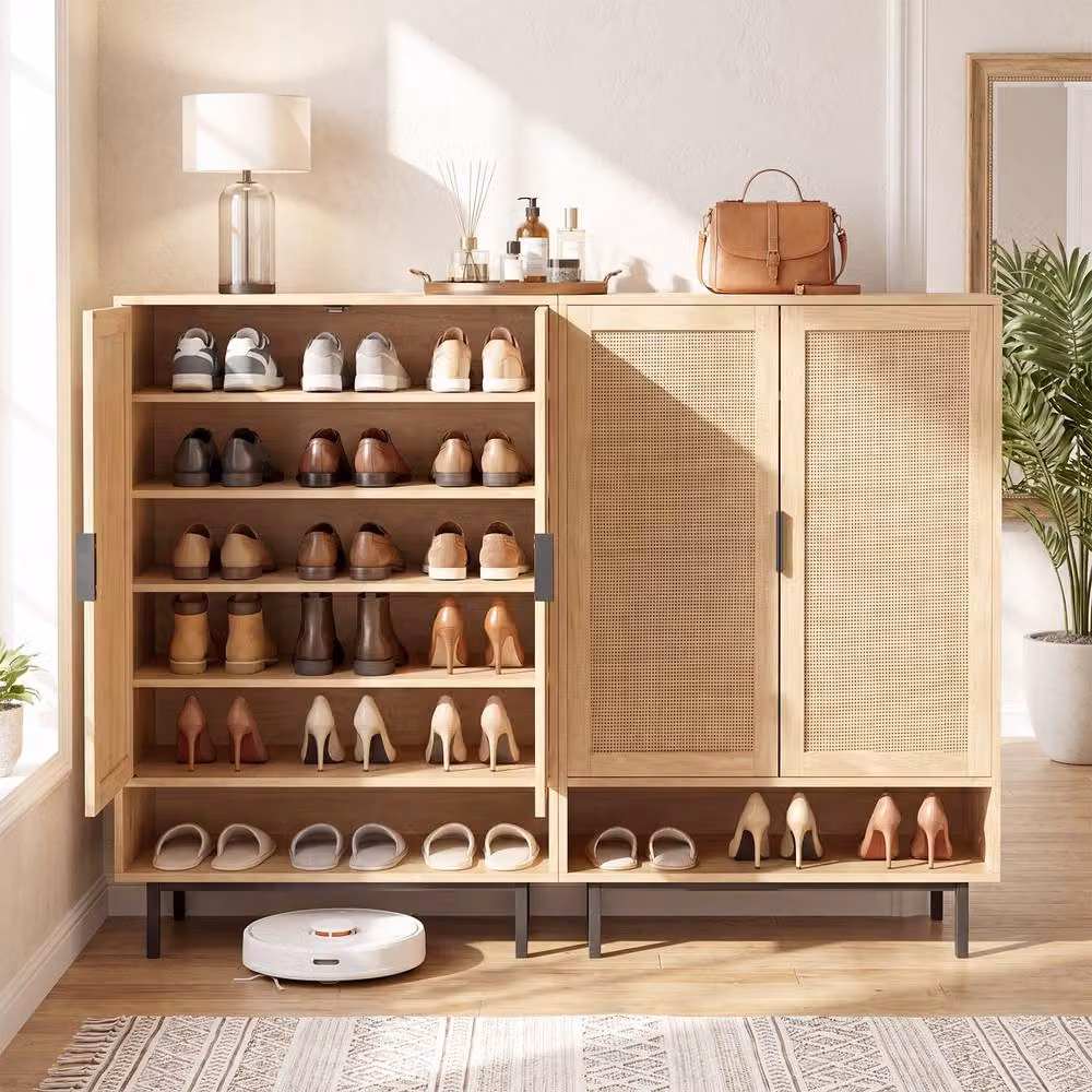 Costway 6-Tier Rattan Wooden Shoe Cabinet and Organizer in Natural Sand – 2