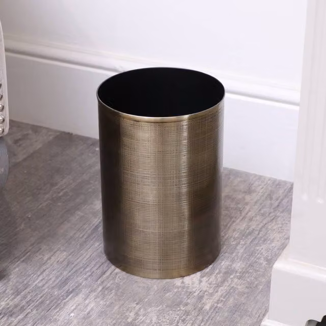 Melody Maison Gold Textured Metal Freestanding Waste Bin