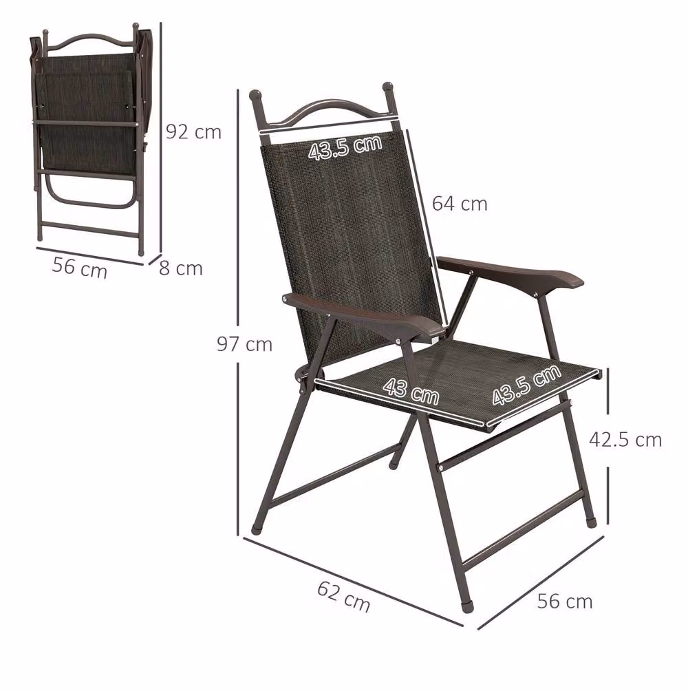 STILVORA Set of 2 Folding Metal Garden Chairs in Brown – 2