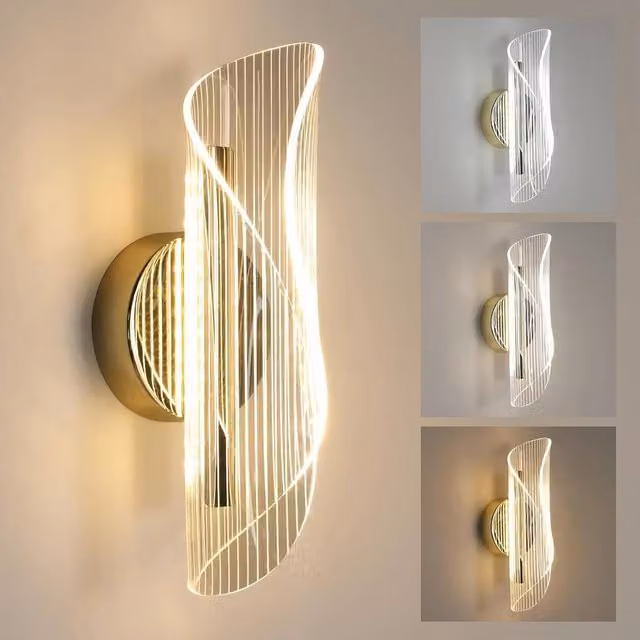 Goeco Modern LED Indoor Wall Light, 16 W Up and Down Lighting in Gold/Brass with Transparent Finish – 1