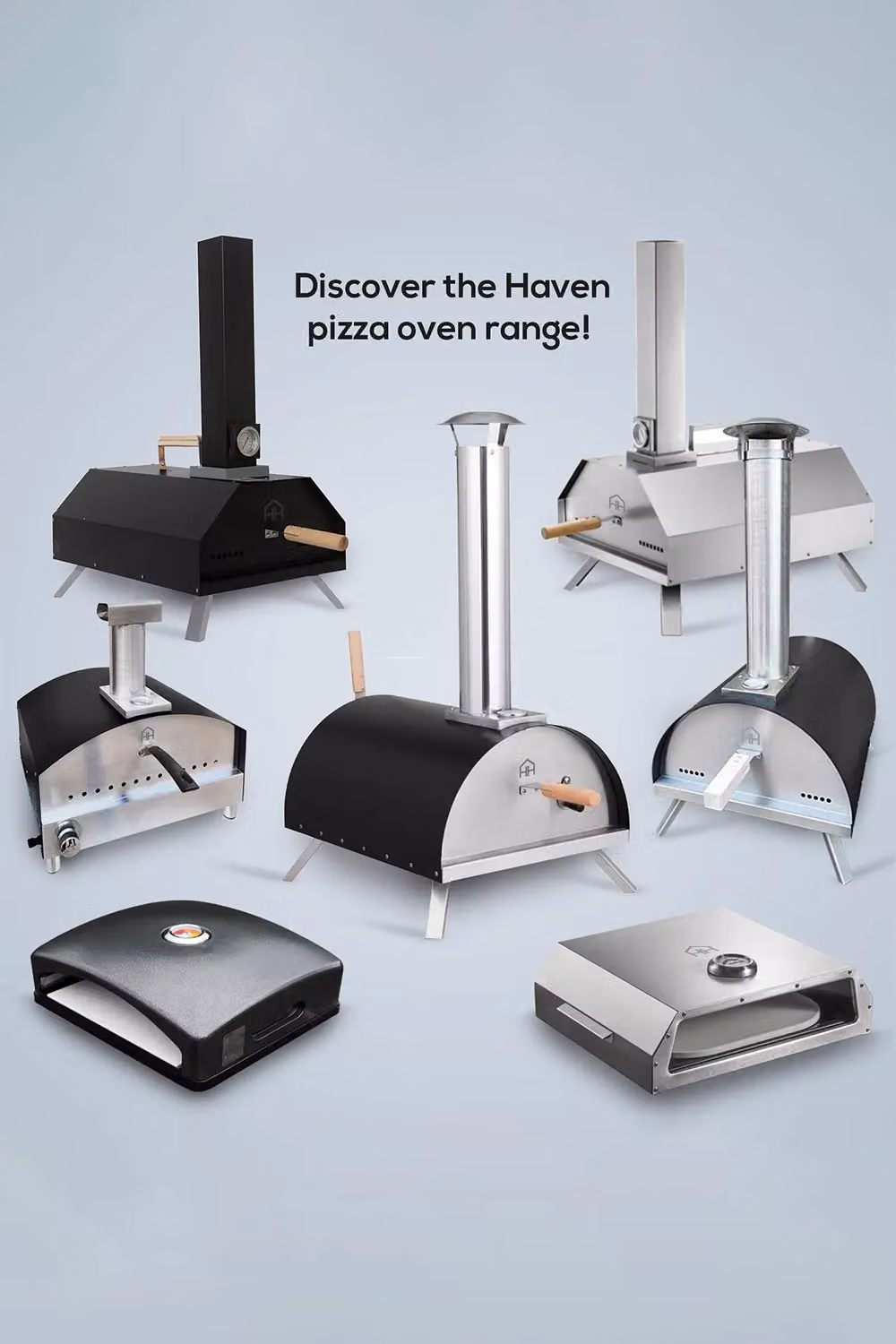 Haven Black Outdoor Wood Fired Portable Pizza Oven with Ceramic Stone, Paddle and Rain Cover – 3