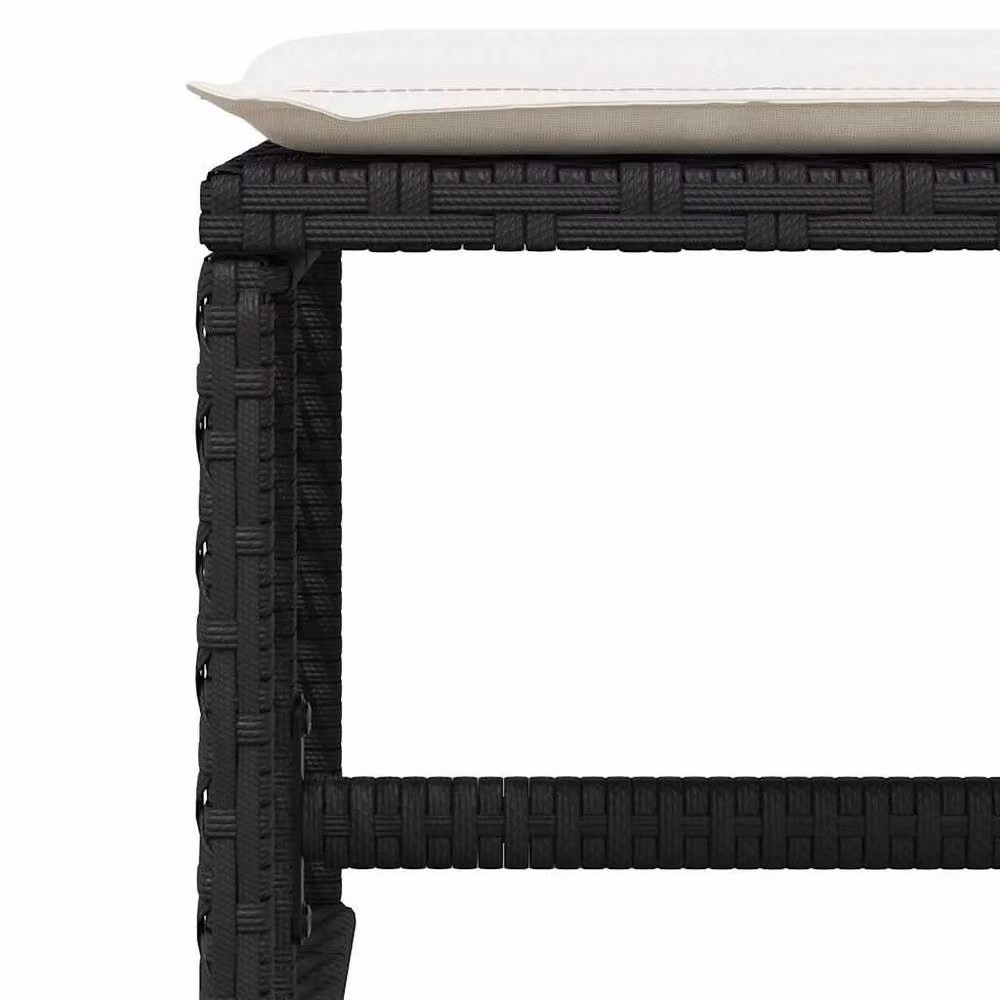 Berkfield Home 9 Piece Black Poly Rattan Garden Dining Set with Cushions and Glass Table – 7