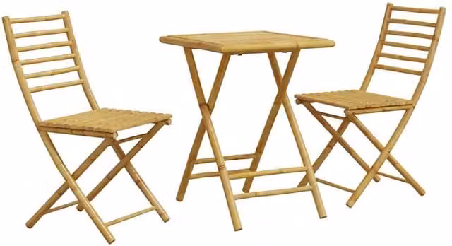 Berkfield Home 3 Piece Rustic Brown Bamboo Bistro Set for Garden and Balcony – 1