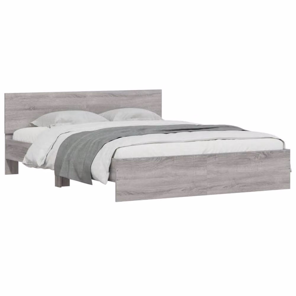 Berkfield Home Modern Bed Frame with LED Under-Bed Lighting and USB Charging Port in Grey Sonoma, W: 160 cm, L: 200 cm – 3