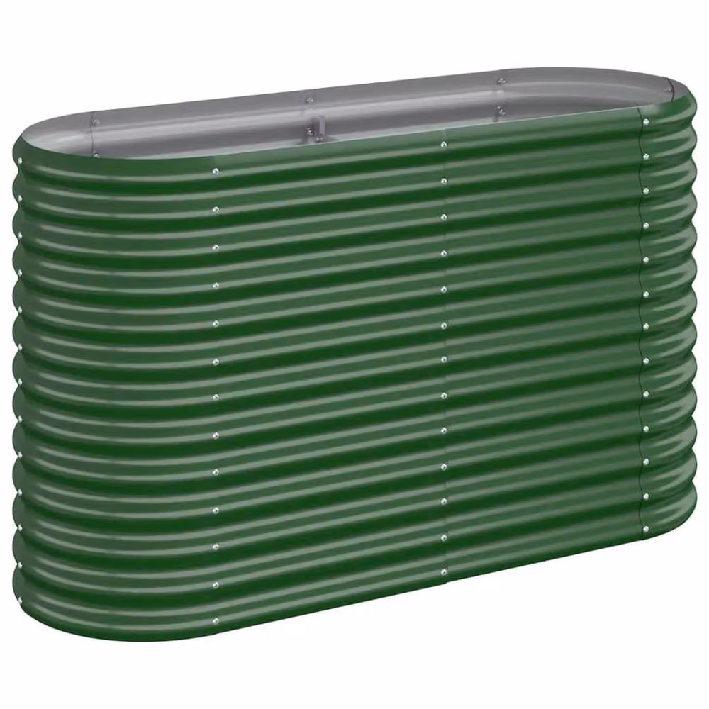 Berkfield Home Garden Green Powder-coated Steel Raised Bed W/D/H: 114 x 40 x 68 cm – 2