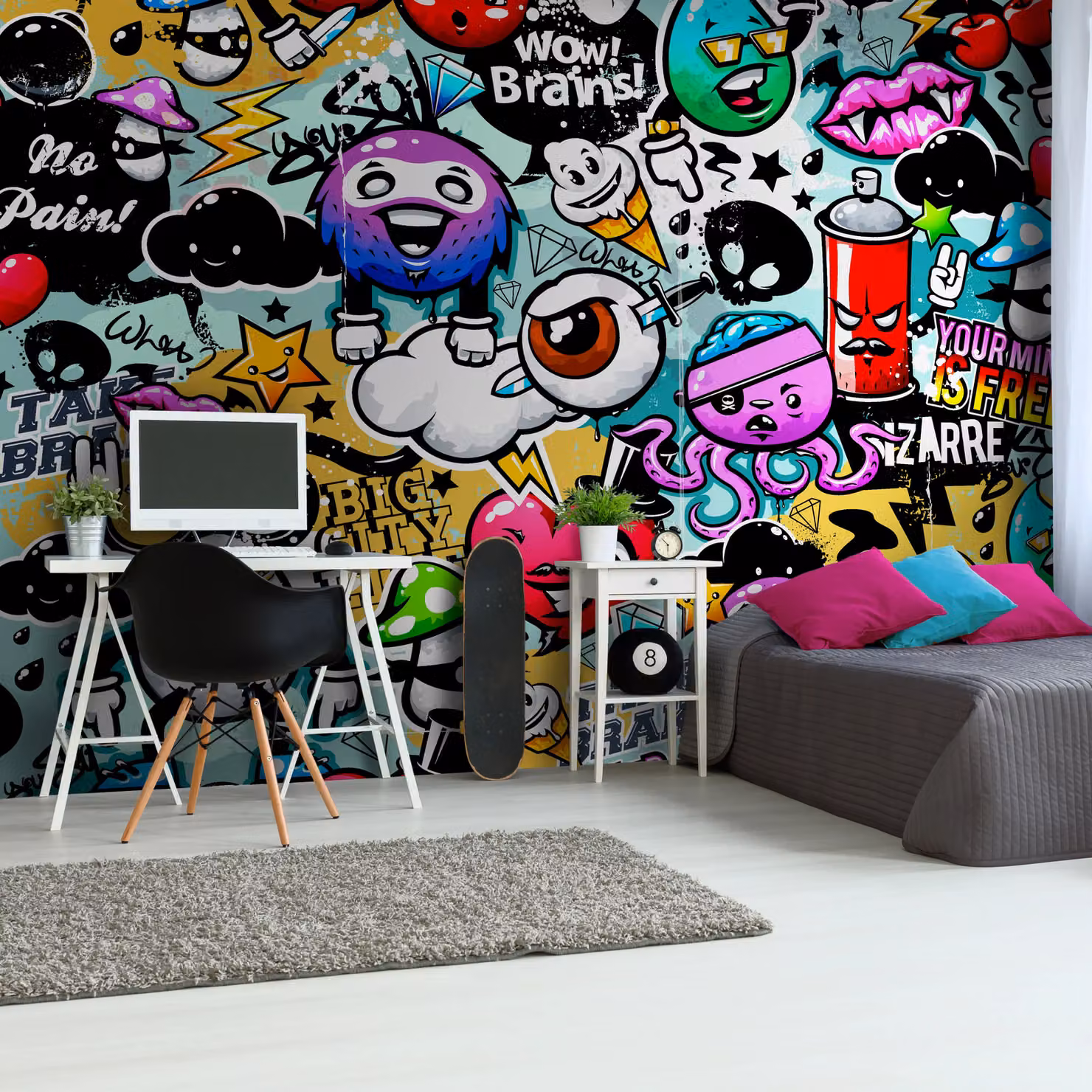 Origin Murals Graffiti Monster Abstract Wall Mural, Multicolour, W: 300 cm, H: 240 cm – 2
