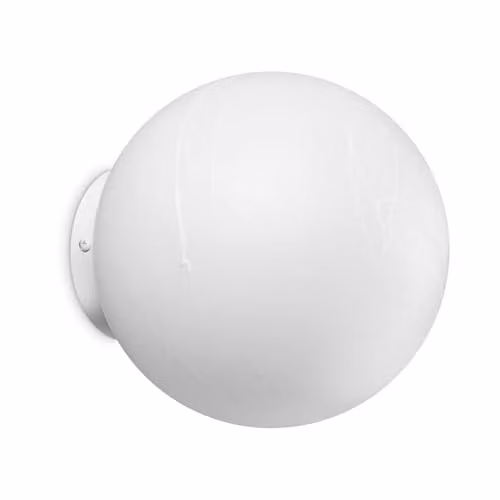 Ideal Lux Carta White Paper and Glass Minimalist Sphere Wall Lamp, Diameter: 20 cm